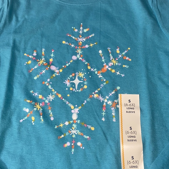 Cat & Jack Girl’s Snowflake Long Sleeve Top Blouse Size S (6/6x) NWT - Picture 2 of 4